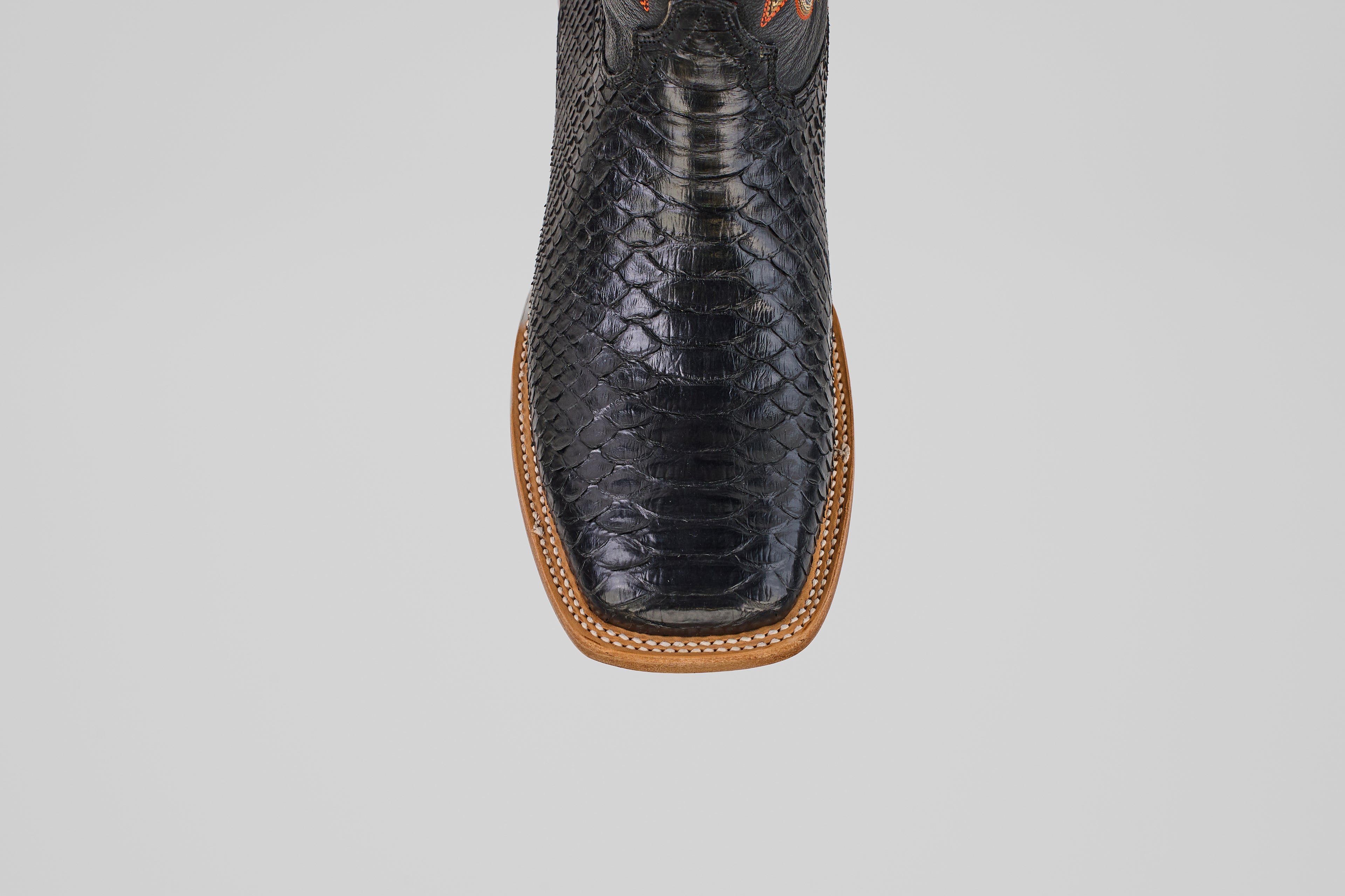Braxton Python Boots - Black - Square Toe