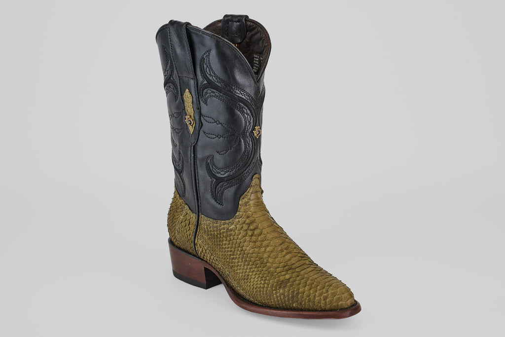 Tanner Python Boots - Jungle - Roper Toe (PN240)