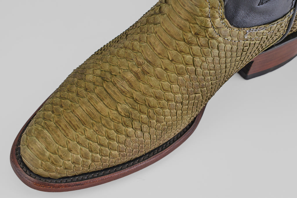 Tanner Python Boots - Jungle - Roper Toe (PN240)