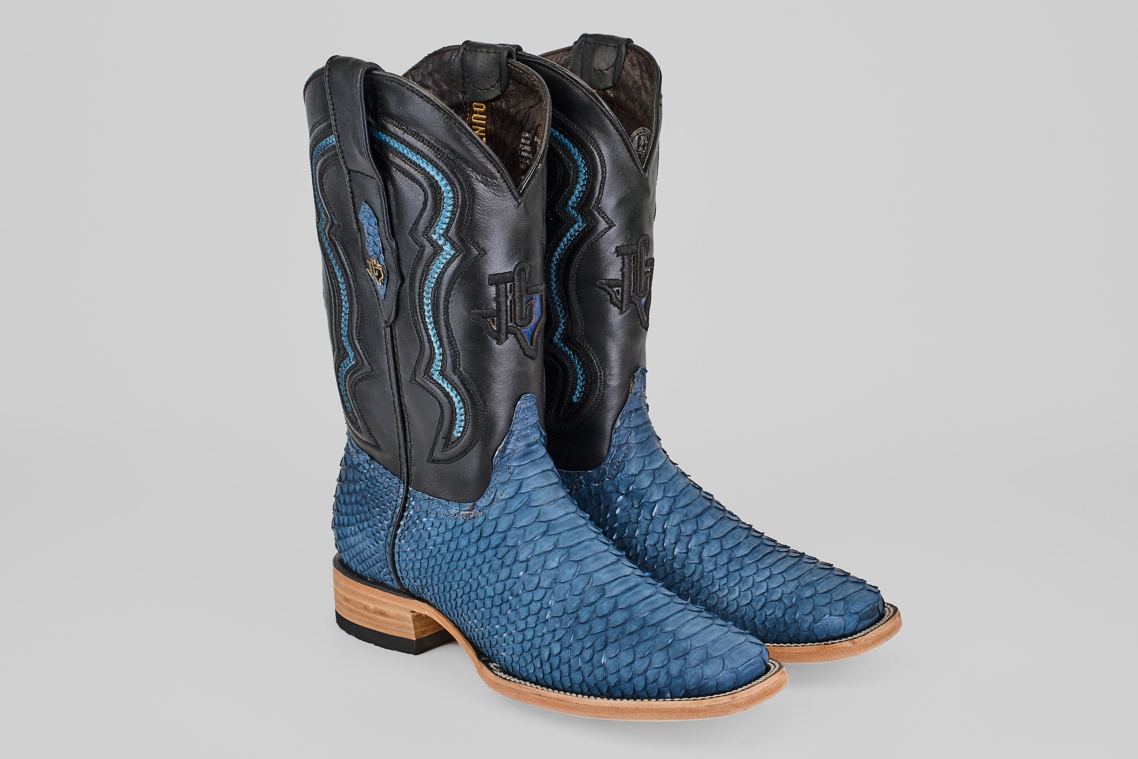 Tanner Python Boots– Dark Denim – Square Toe (PN30)