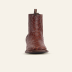 Snake Ankle Boots - Cognac Embossed Leather - Square Toe (E955)