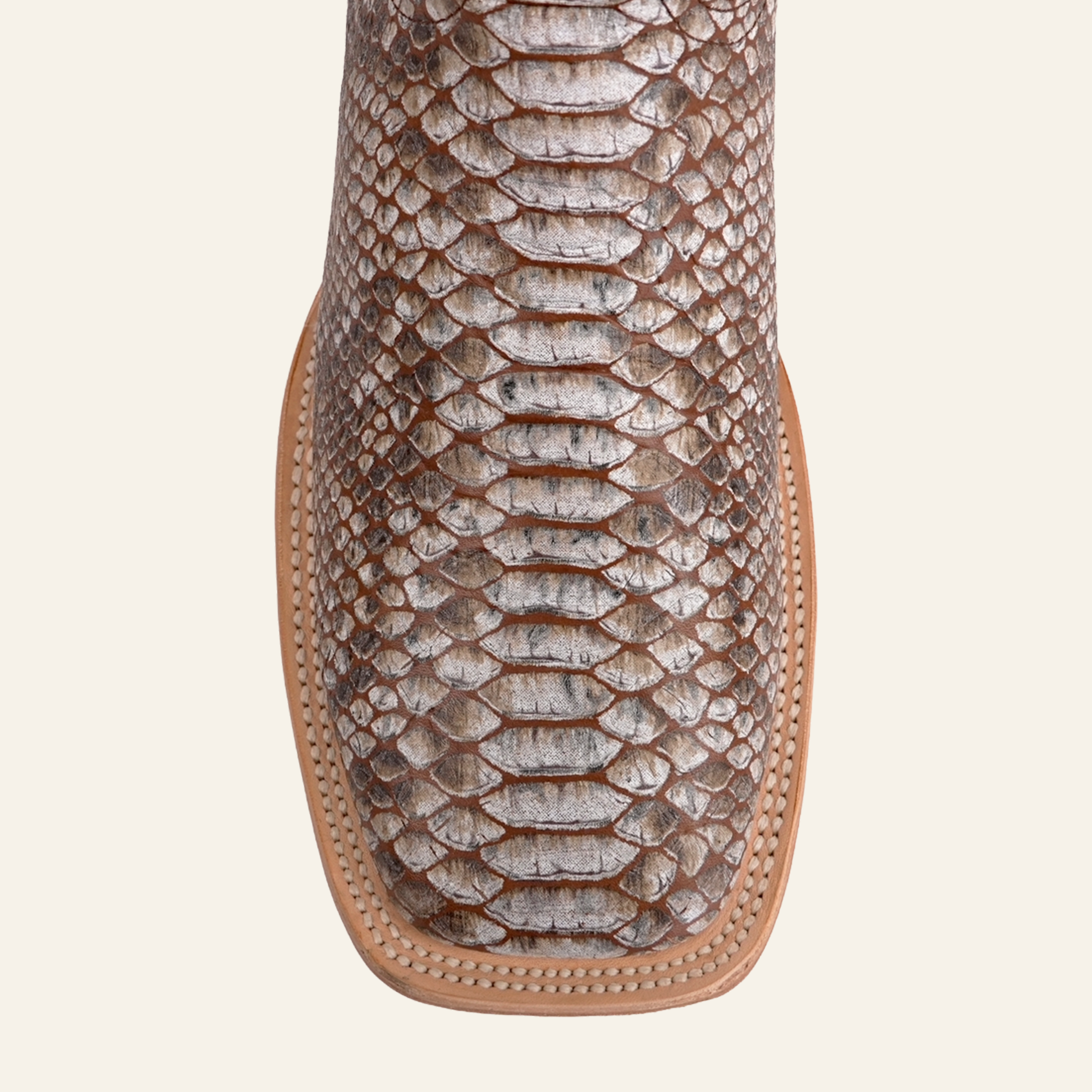 Python Camel - Embossed Leather - Square Toe (E913)