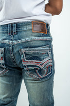 Rough Spur - Men's Straight Fit Dark Blue Denim Jeans (RS-015)