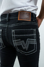 Rough Spur - Men's Boot Cut Black Denim Jeans (RS-008)
