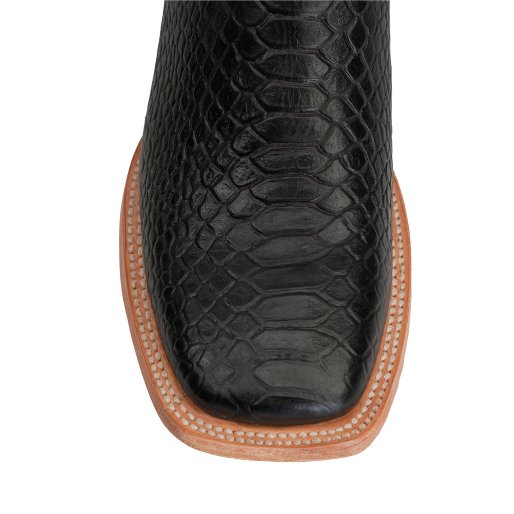Python Black Boots - Embossed Leather - Square Toe (E913) - Gomez Western Wear