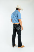 Western Blue - Men's Straight Leg Dark Denim Jeans (WJ2353)