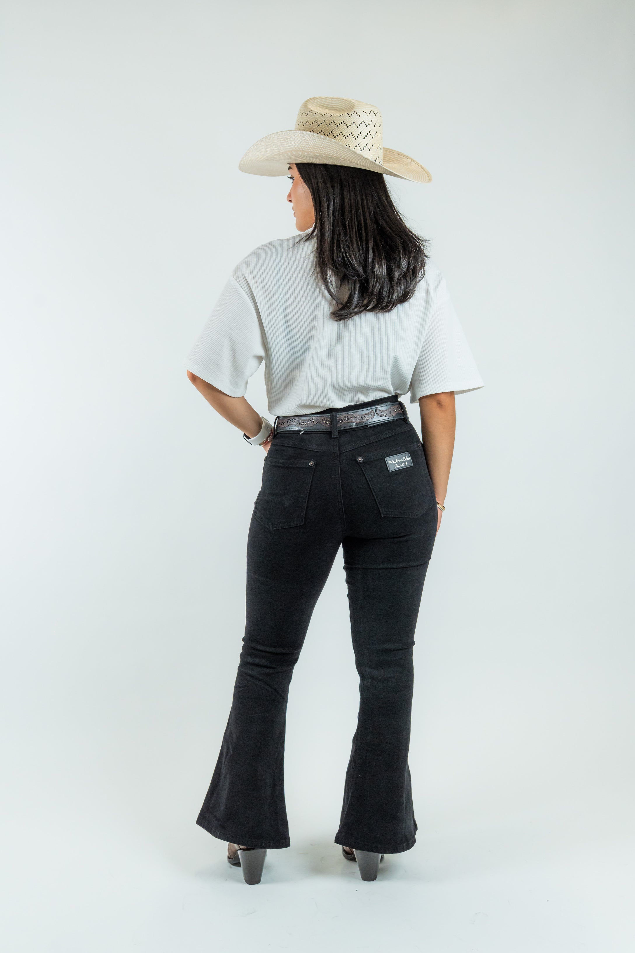 Western Blue - Women's High-Rise Flare Dark Denim Jeans (W2372-PB)