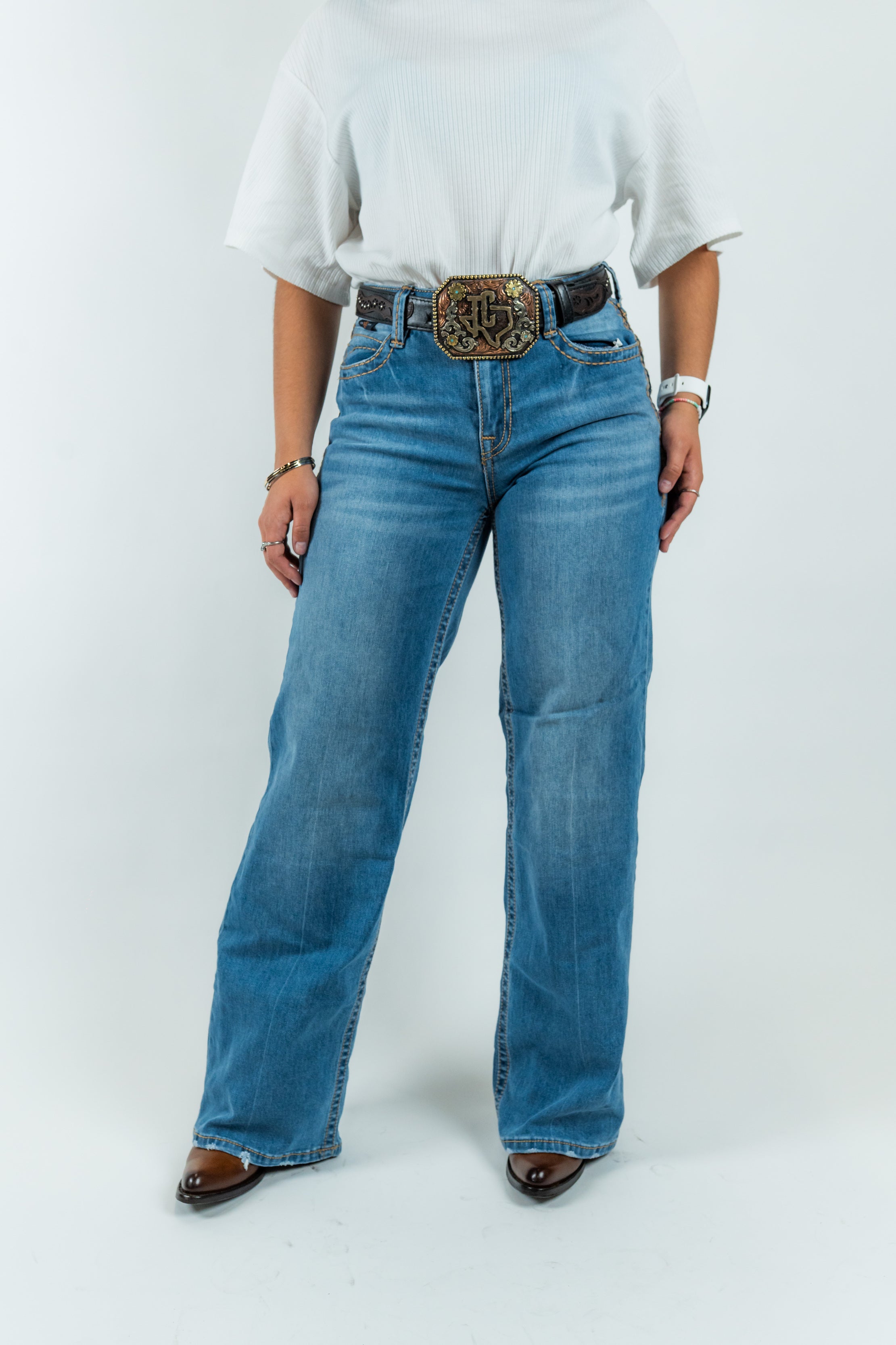 Western Blue - Women's Boot Cut Denim Jeans (W242-TS33)