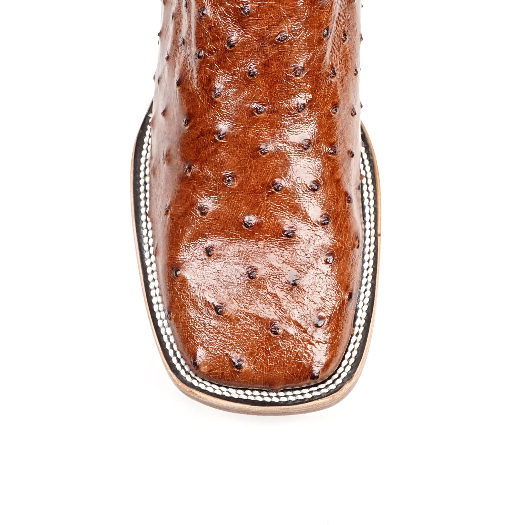 Austin Ostrich Boots - Brandy - Punta Cuadrada (AV20)