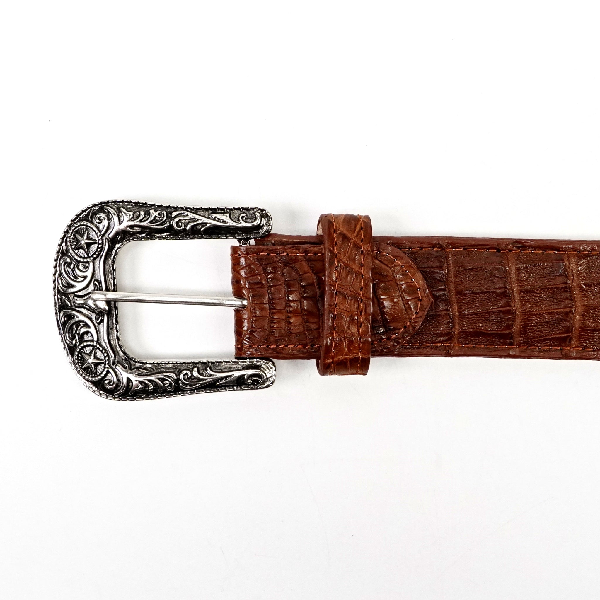 Cinturón de caimán exótico de acolchado completo - Brandy (C-028)