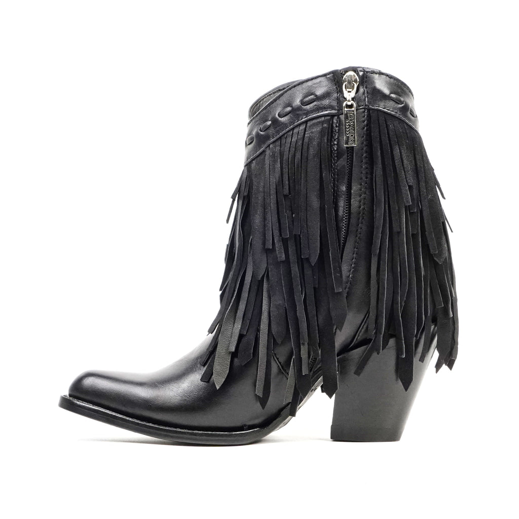 Austin Frills Black Booties - J Toe - Gomez Western Wear