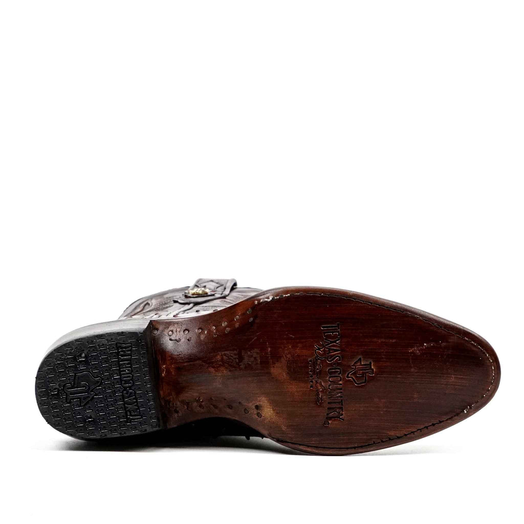 Austin Ostrich Boots - Black Cherry - Round Toe (AV230) - Gomez Western Wear