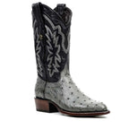 Austin Ostrich Boots - Zinc Gray - Roper Toe (AV201) - Gomez Western Wear