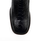 Austin Platinum Ostrich Leg Boots - Black - Square Toe - Gomez Western Wear