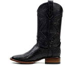 Austin Platinum Ostrich Leg Boots - Black - Square Toe - Gomez Western Wear