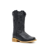 Black Leather Girls Boots - Slip-Resistant Sole - Square Toe (K862) - Gomez Western Wear