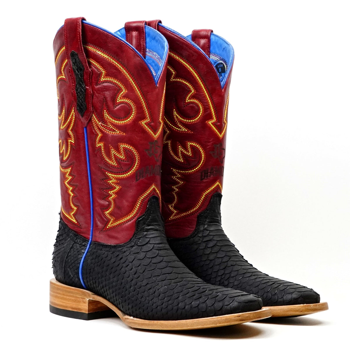 Braxton Python Boots - Matte Black - Square Toe - Gomez Western Wear