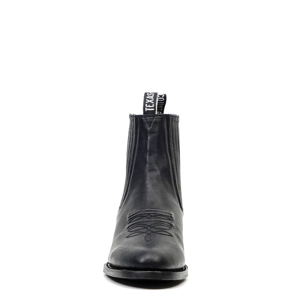 Clayton Black Leather Ankle Boots - Roper Toe (E964) - Gomez Western Wear