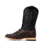 Connor Pirarucu Fish Boots - Red - Square Toe (PZ60) - Gomez Western Wear