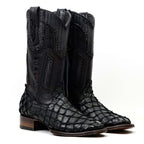 Connor Platinum Pirarucu Fish Boots - Black - Square Toe - Gomez Western Wear