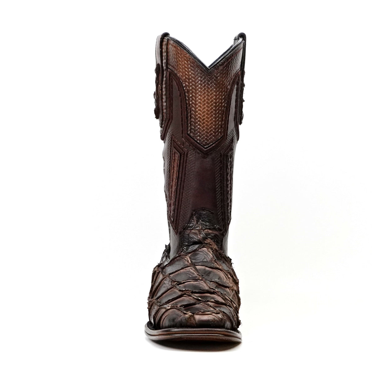 Connor Platinum Pirarucu Fish Boots - Tobacco - Square Toe - Gomez Western Wear