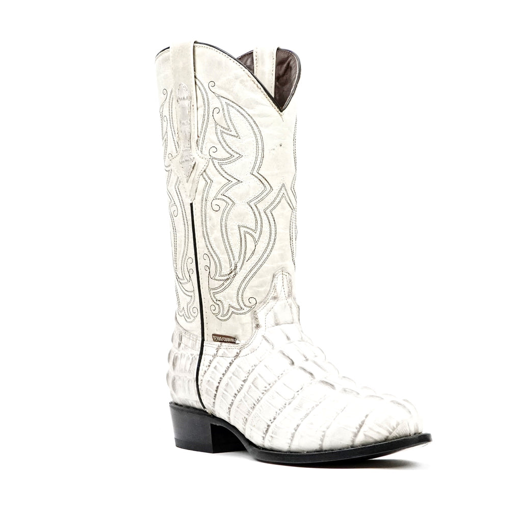 Crocodile Tail Bone Boots - Embossed Leather - Round Toe (E437) - Gomez Western Wear
