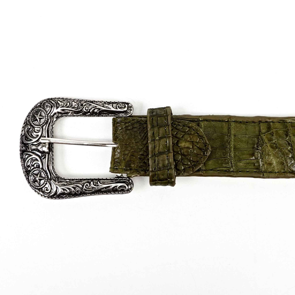 Exotic Full Quilt Caiman Belt - Agave (C028) - Gomez Western Wear