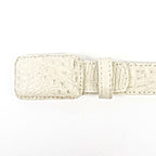 Exotic Full Quilt Caiman Belt - Bone (C001) - Gomez Western Wear