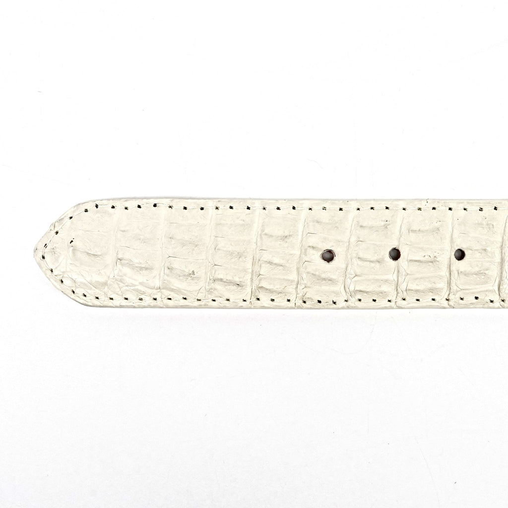 Exotic Full Quilt Caiman Belt - Bone (C001) - Gomez Western Wear