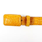 Exotic Full Quilt Caiman Belt - Buttercup (C-001) - Gomez Western Wear