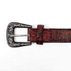 Exotic Full Quilt Python Belt - Red (C-028) - Gomez Western Wear