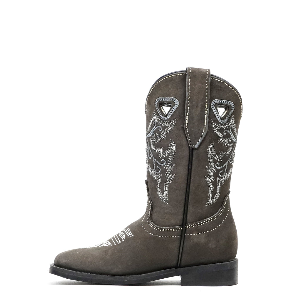 Gray Nubuck Girls Leather Boots - Slip-Resistant Soles - Square Toe - Gomez Western Wear