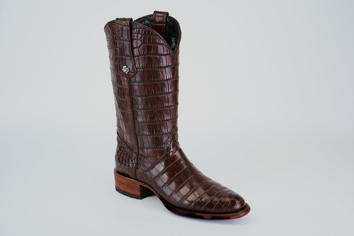 James Full Alligator Boots - Brown - Round Toe (FU220) - Gomez Western Wear