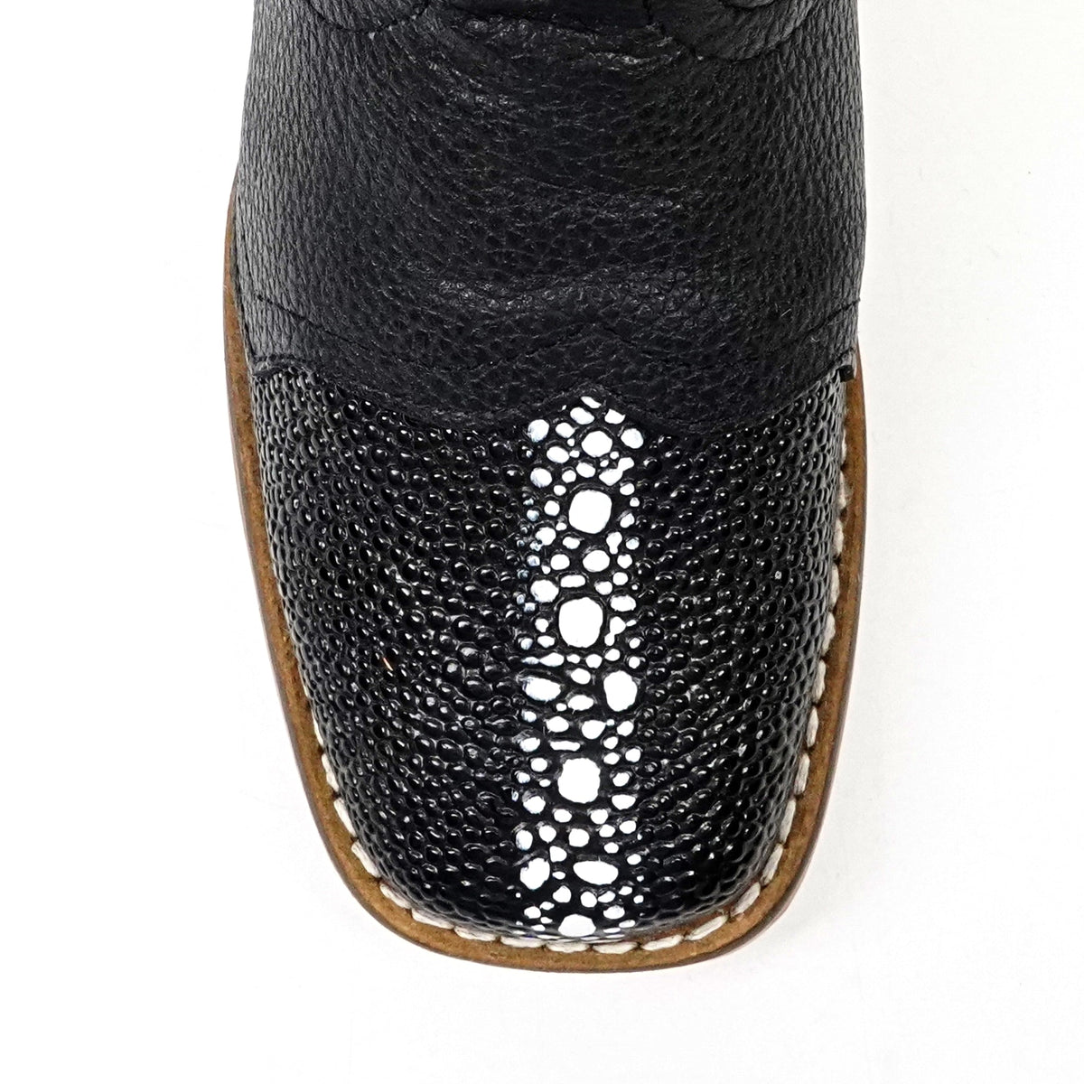 Kids Black Female Stingray Boots - Embossed Leather - Square Toe (K19-1) - Gomez Western Wear