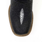 Kids Black Stingray Boots - Embossed Leather - Square Toe (K20-1) - Gomez Western Wear