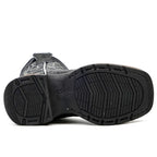 Kids Python Black Boots - Embossed Leather - Square Toe - Gomez Western Wear