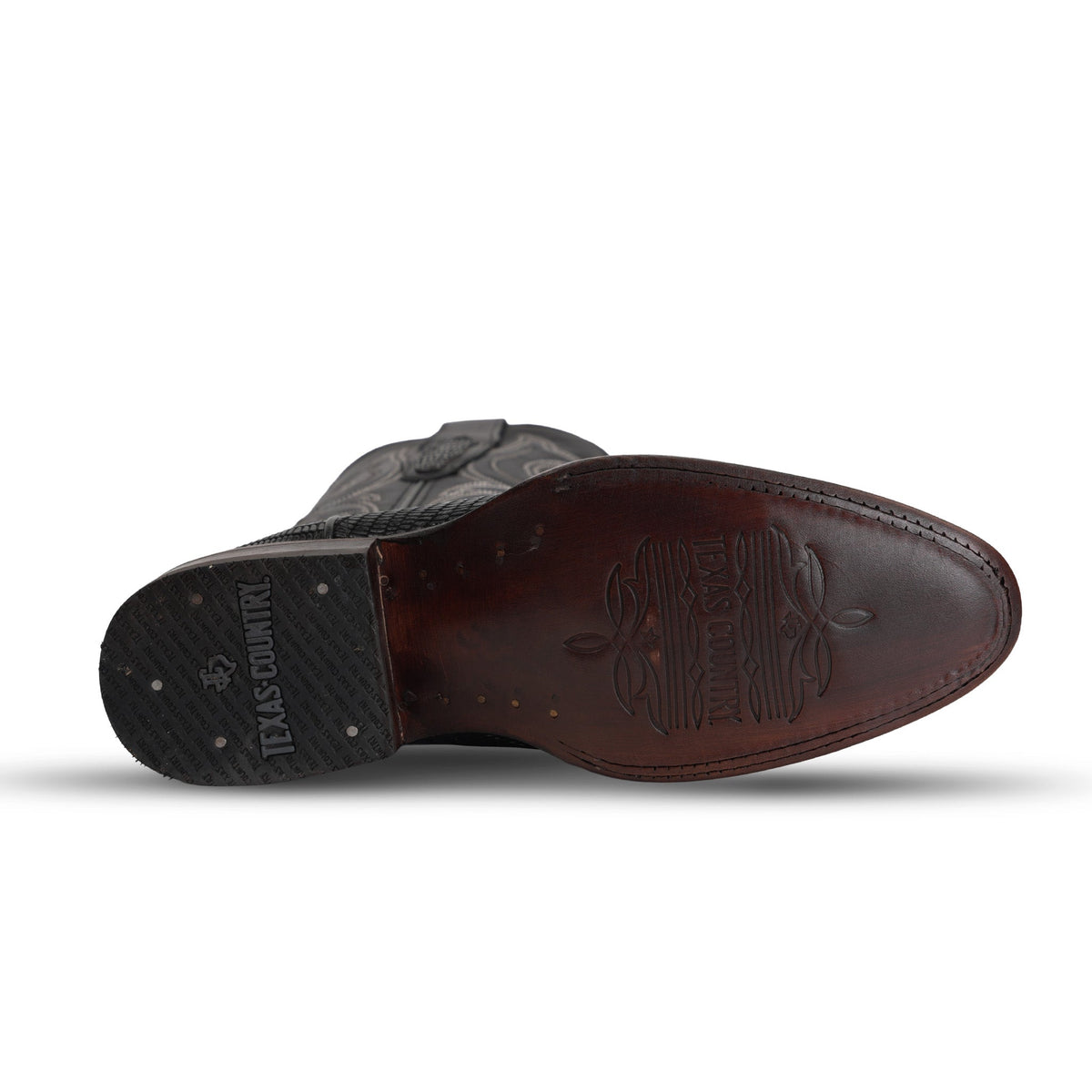 Lizard Black Boots - Embossed Leather - Roper Toe (E954) - Gomez Western Wear