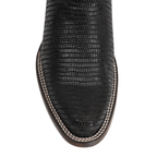 Lizard Black Boots - Embossed Leather - Roper Toe (E954) - Gomez Western Wear