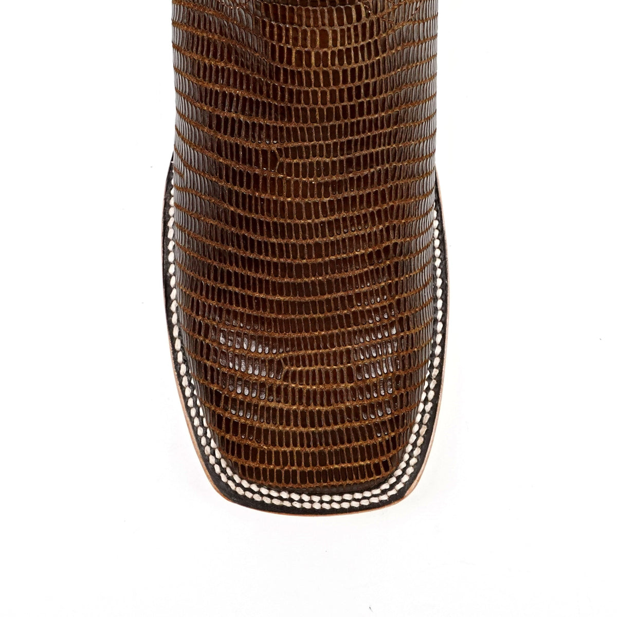 Lizard Cowboy Boots - Brown Embossed Leather - Square Toe (E949) - Gomez Western Wear