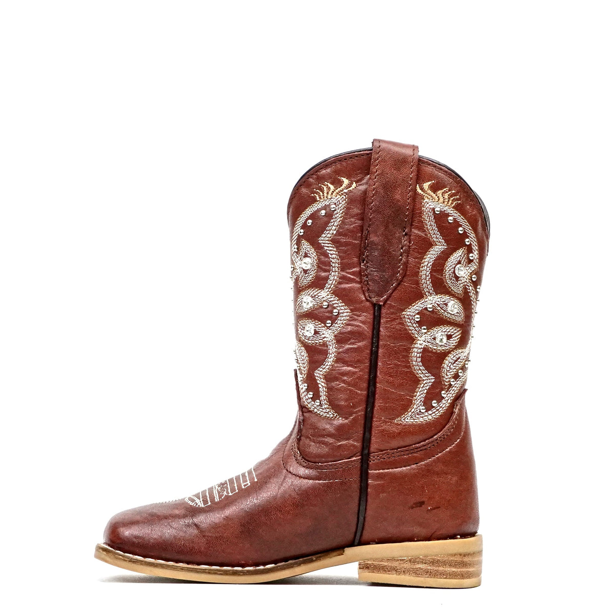 Marlon Cognac Girls Leather Boots - Slip-Resistant Sole - Square Toe (K-Blake) - Gomez Western Wear