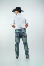 Men's Western Boot Cut Light Wash Denim Jeans (RS-016) - Gomez Western Wear
