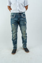 Men's Western Straight Fit Dark Blue Denim Jeans (RS-015) - Gomez Western Wear