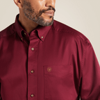 MNS SOLID TWILL CLSSC LS SHRT BURGUNDY 10012635 - Gomez Western Wear