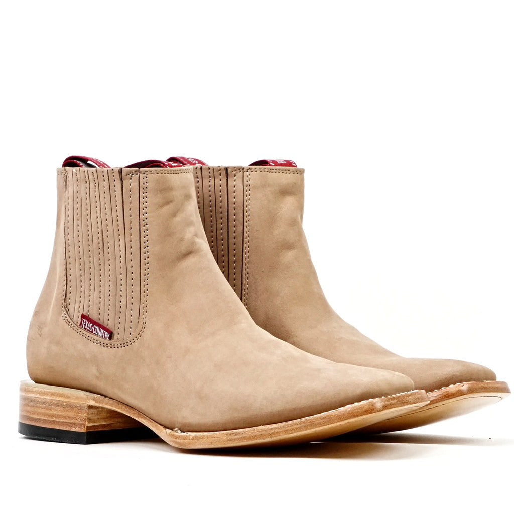 Nubuck Sand Ankle Boots - Square Toe (E1200) - Gomez Western Wear