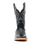 Ostrich Black Boots (Youth) - Embossed Leather - Square Toe (E424) - Gomez Western Wear