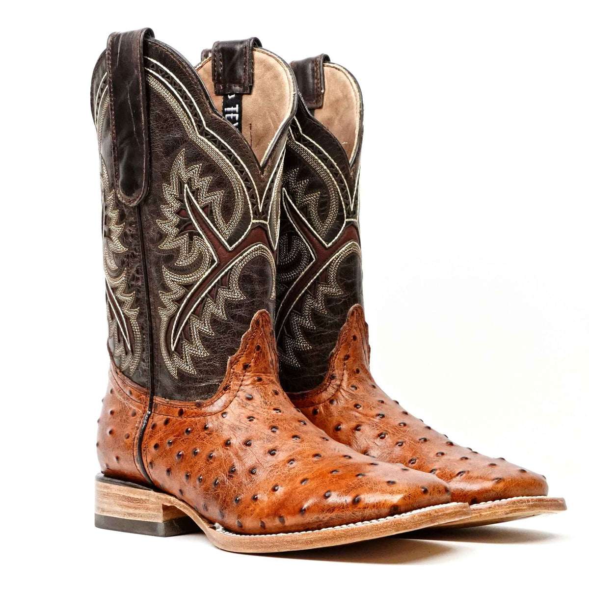 Ostrich Cognac Boots (Youth) - Square Toe (E424) - Gomez Western Wear