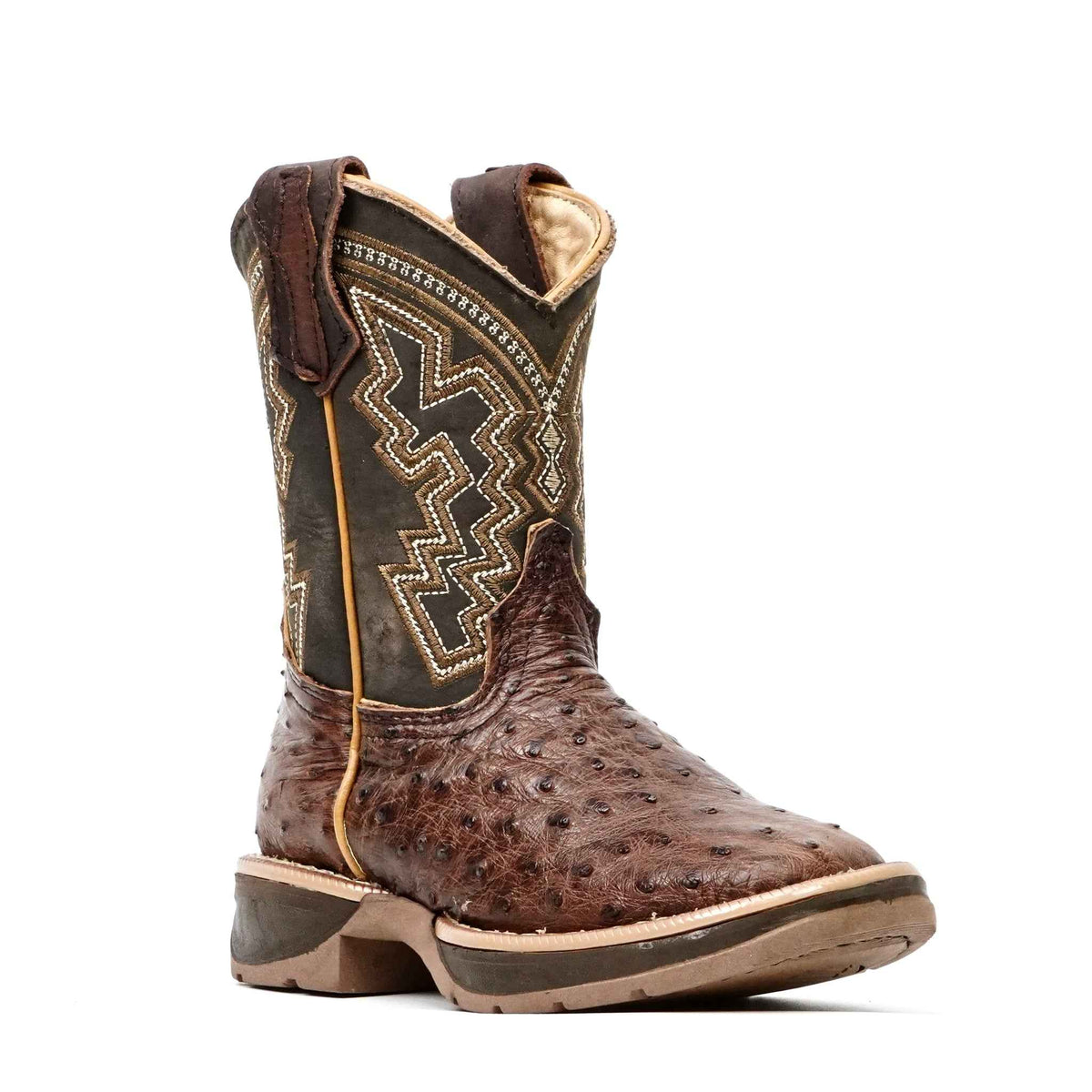 Ostrich Tobacco Kids Boots - Double-Density Sole - Square Toe - Gomez Western Wear