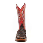 Pirarucu Fish Tobacco Boots - Embossed Leather - Square Toe (E962) - Gomez Western Wear