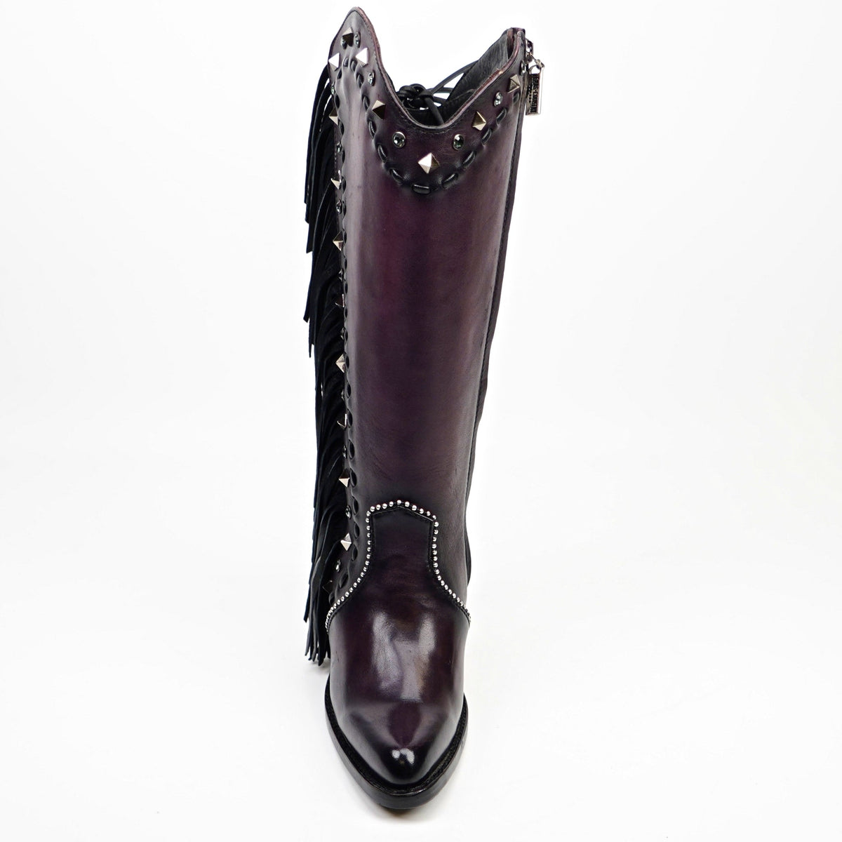 Praga Fringe Wine Tall Shaft Boots - J Toe - Gomez Western Wear