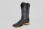 Python Black Cowboy Boots - Embossed Leather - Square Toe (E425) - Gomez Western Wear
